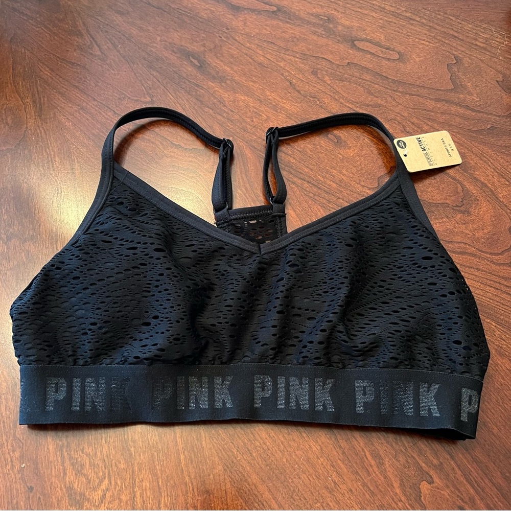 Victoria’s Secret PINK Black Lace Racerback Sports Bra - NWT